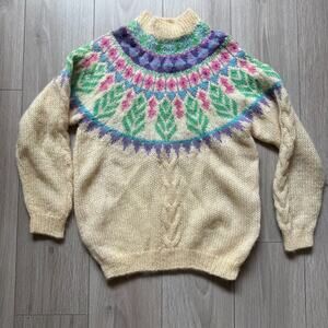 Forenza Italy Soft Knit 45% Mohair Sweater Icelandic Style Womens Size Medium